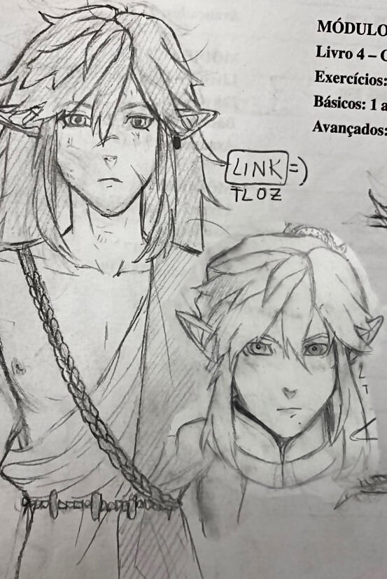 Collage of pencil sketches, anime style