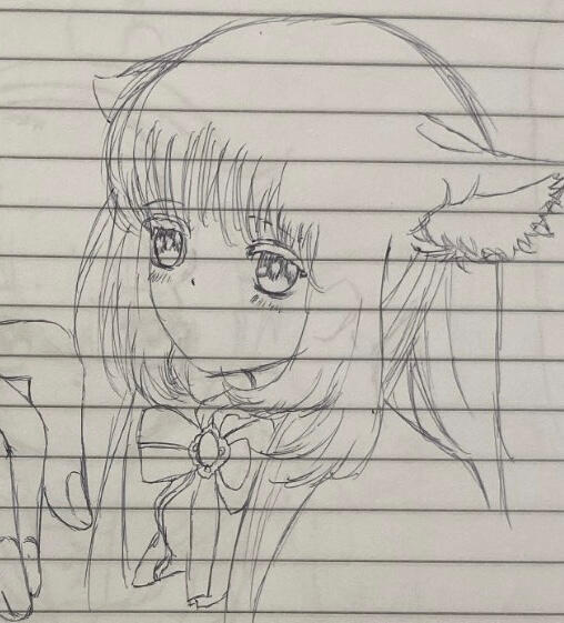 Anime style pen sketch